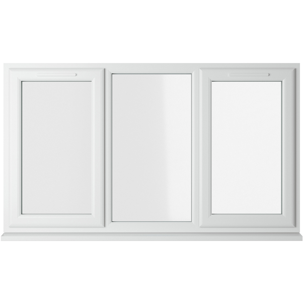 Crystal uPVC Triple Glazed Window LH & RH Side Hung Fixed Centre White Clear Glass 1770x1040mm Image 1