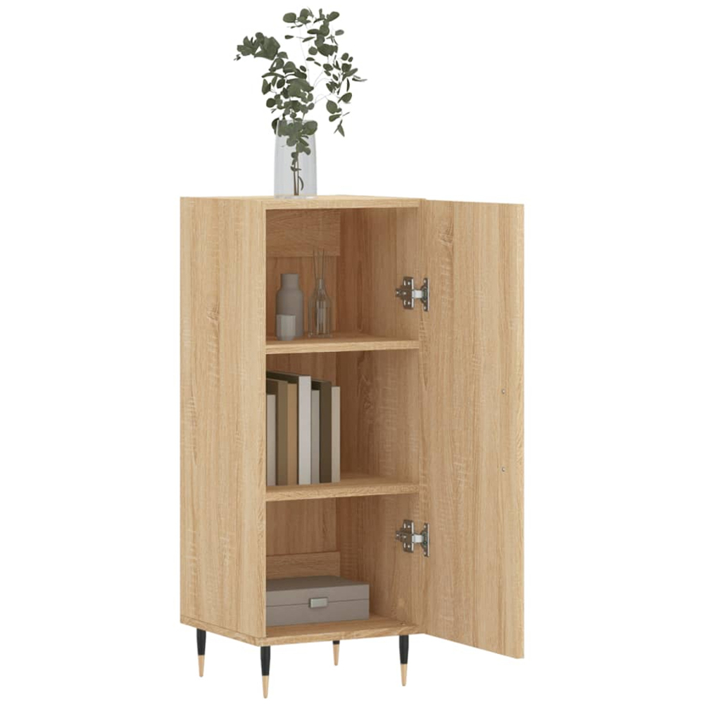 vidaXL Single Door 3 Shelf Sonoma Oak Sideboard with Metal Legs Image 4