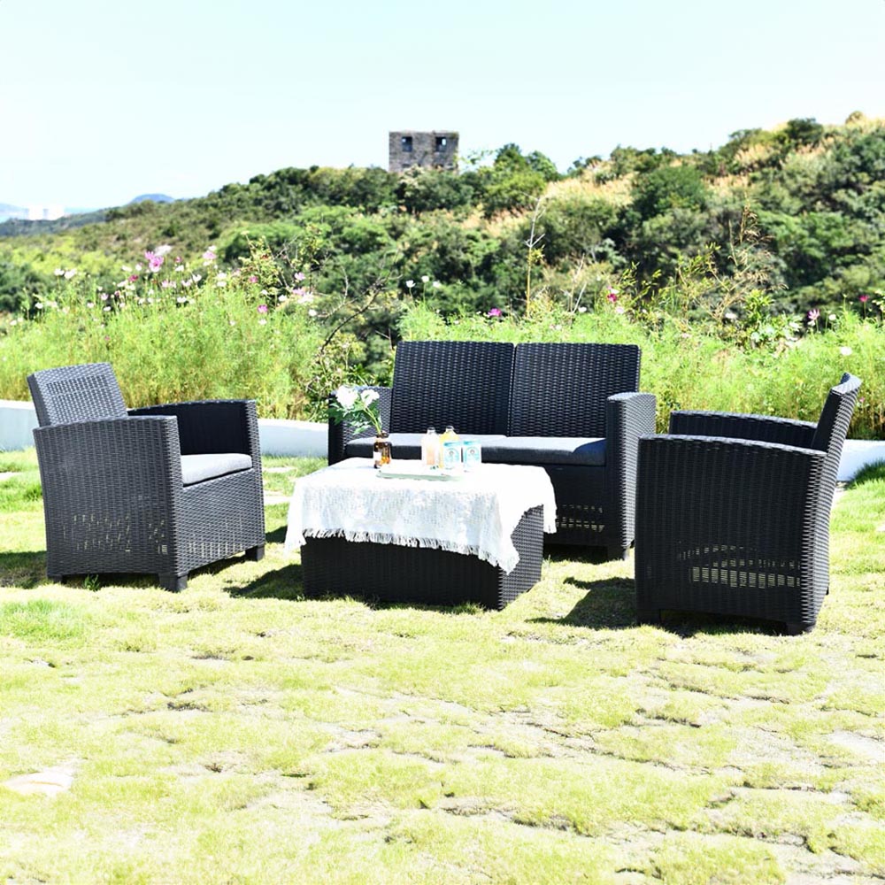 Royalcraft Faro 4 Seater Black Conversation Lounge Set Image 1