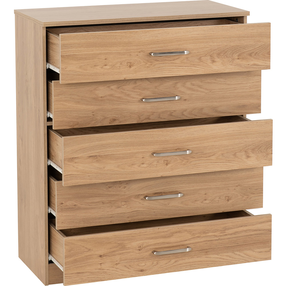 Seconique Dakota 5 Drawer Oak Effect Storage Chest Image 4