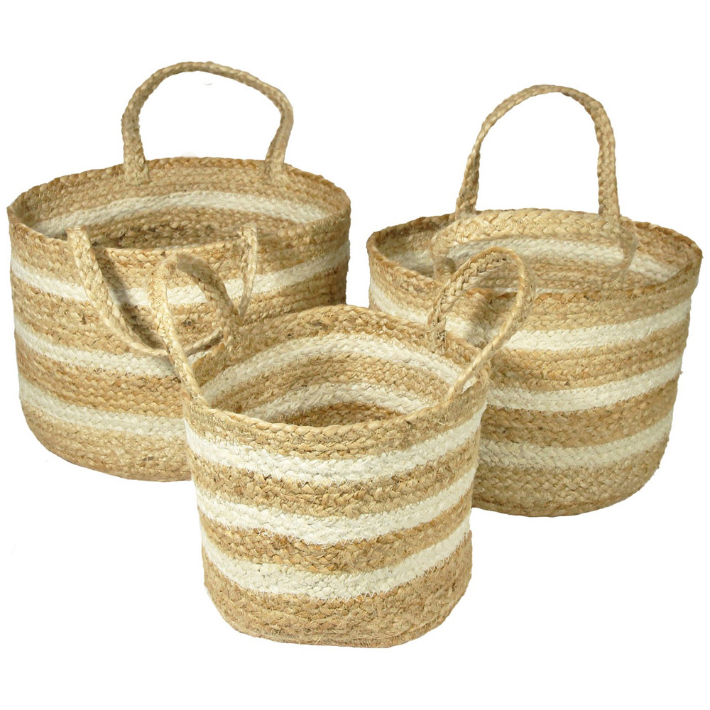 Barnsbury Cream Jute Storage Basket Set of 3 Image 5
