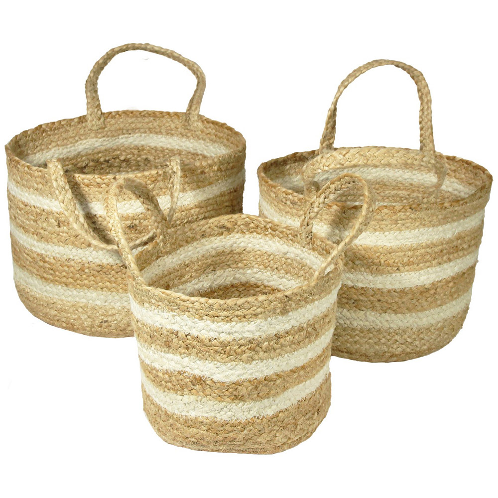 Barnsbury Cream Jute Storage Basket Set of 3 Wilko