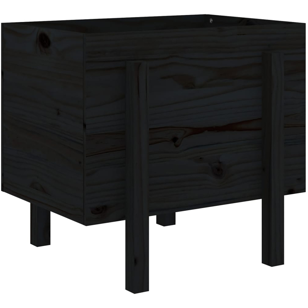 vidaXL Black Pine Wood Garden Planter 57 x 50 x 62cm Image 5