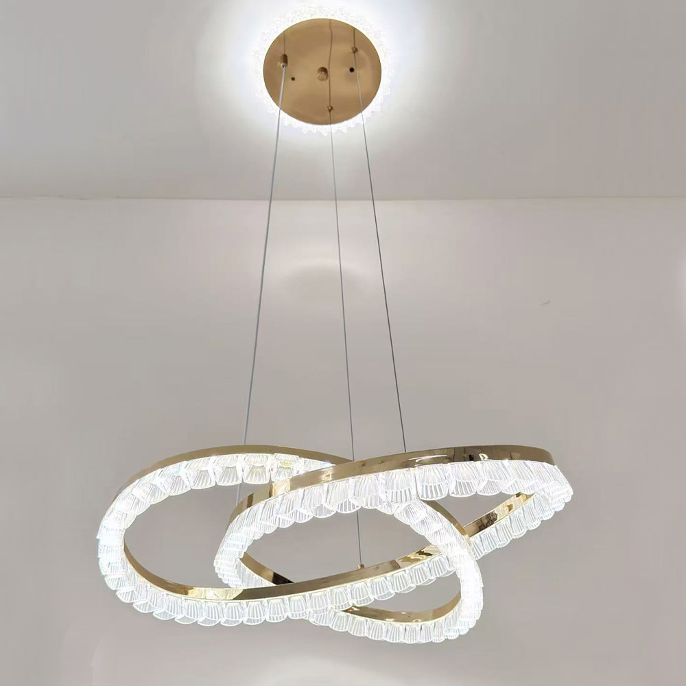 Living and Home Gold and Clear Interlocking Ring LED Pendant Light 60W Image 2