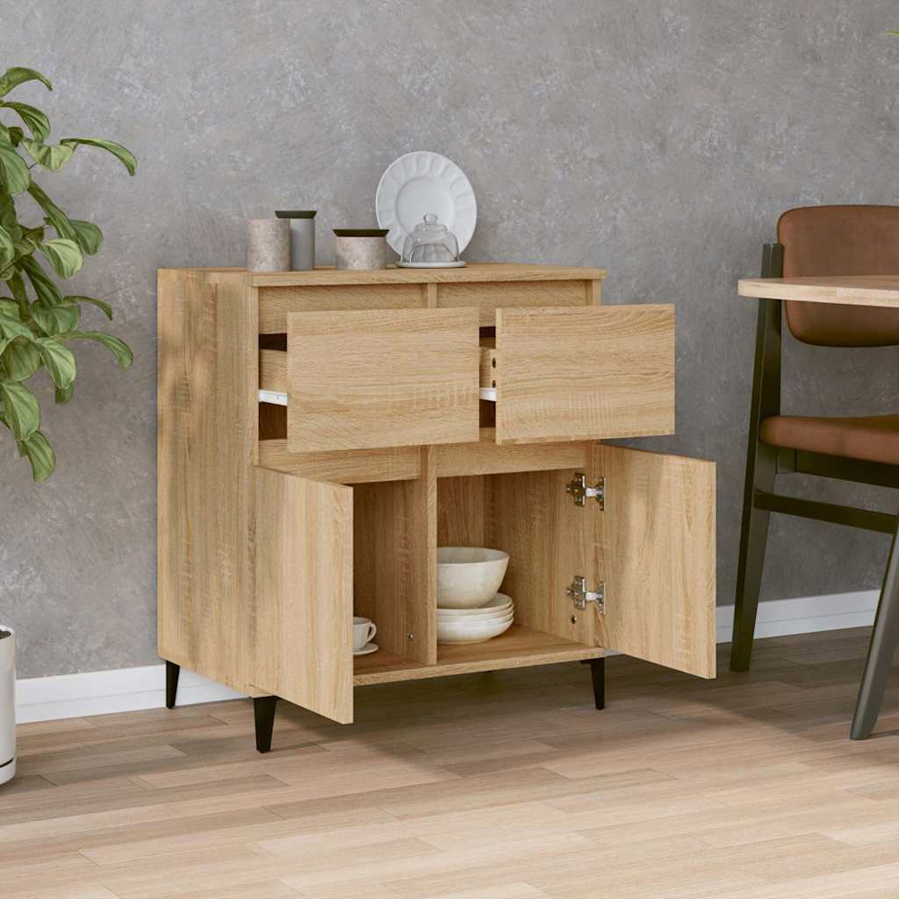 vidaXL 2 Door 2 Drawer Sonoma Oak Sideboard Image 3