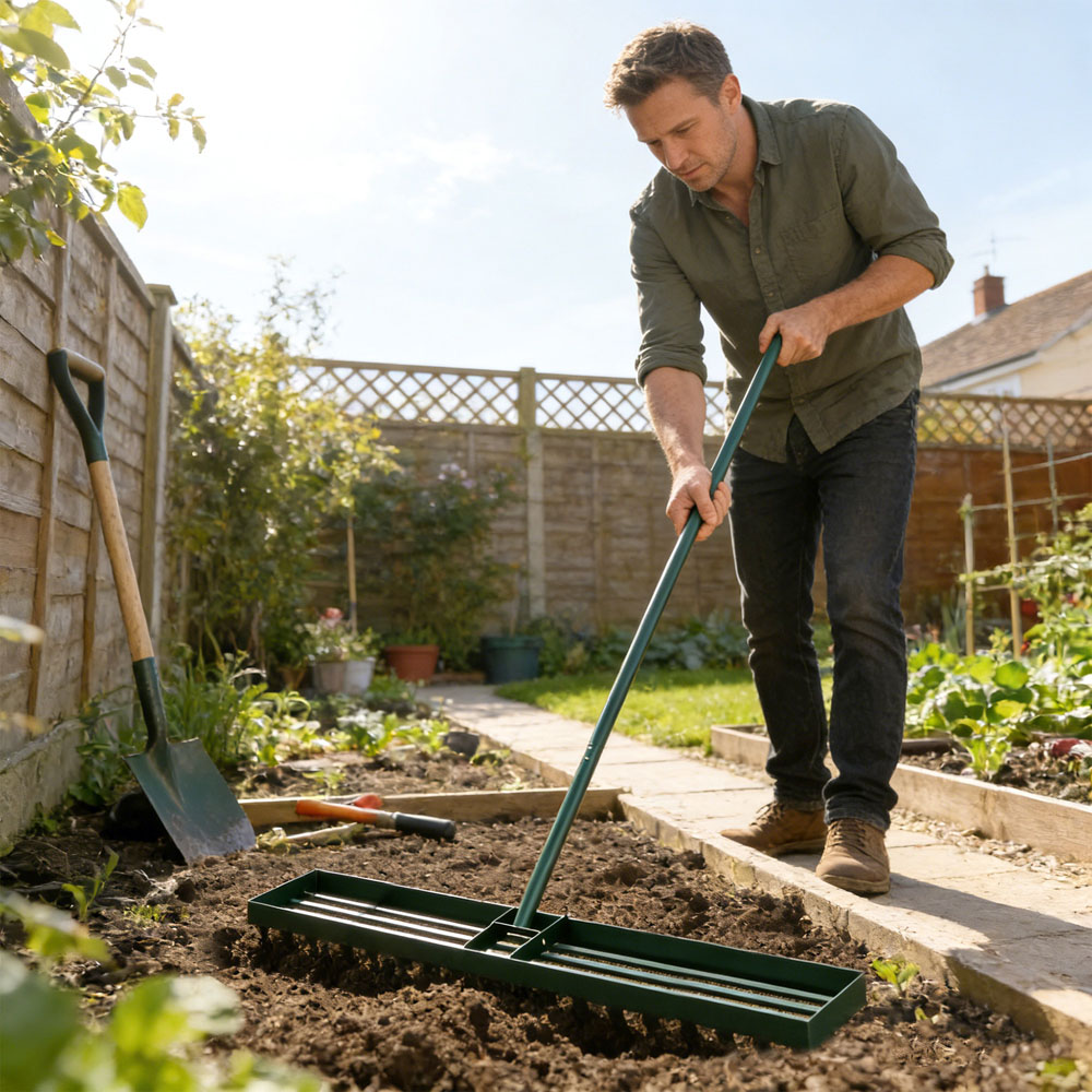 Outsunny 113 x 26cm Lawn Levelling Rake with Detachable Handle Image 7
