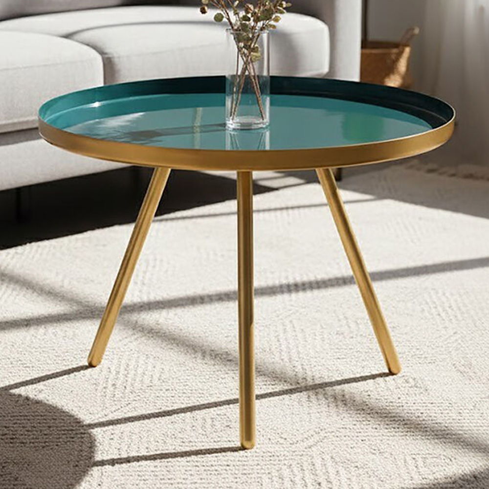Premier Housewares Enox Diesel Green and Gold Large Coffee Table Image 1