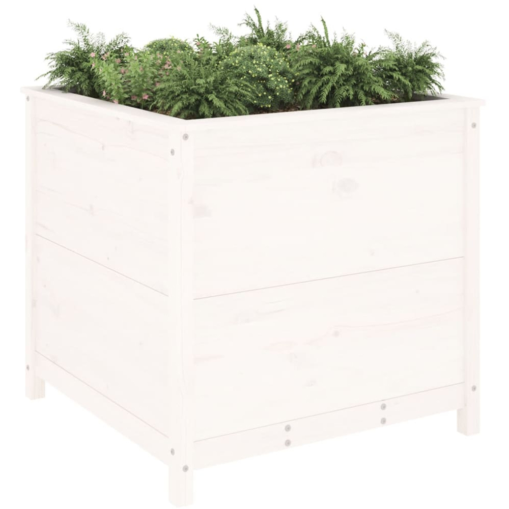 vidaXL White Solid Pine Wood Garden Planter 82.5 x 82.5 x 78cm Image 2