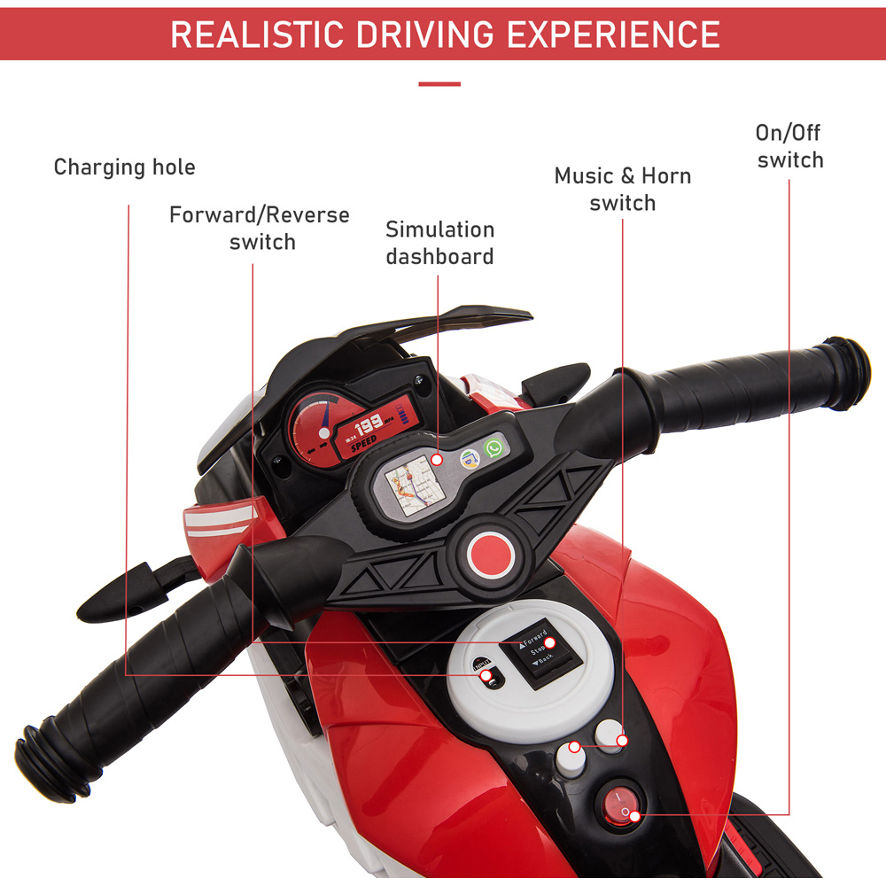 Portland Kids Ride On Electric Motorcycle Red and White Image 5