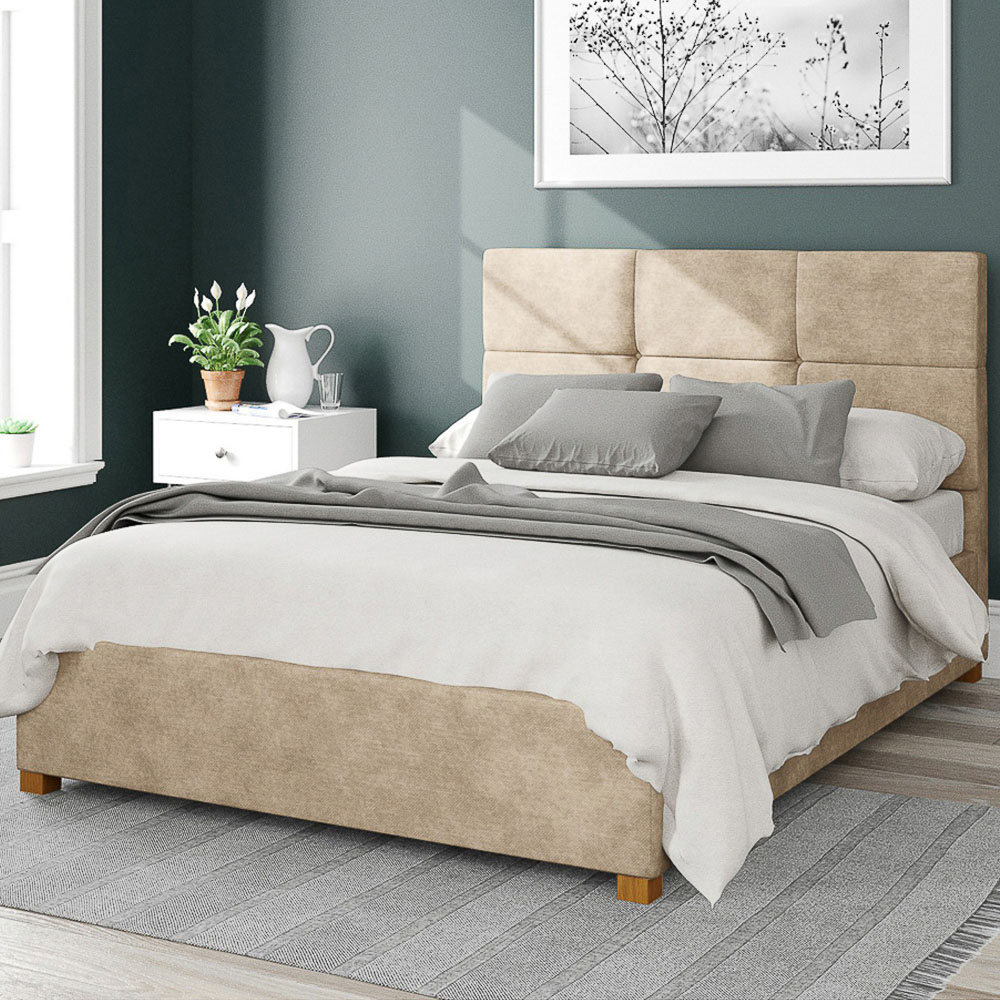 Aspire Caine Super King Beige Kimiyo Linen Ottoman Bed Image 1