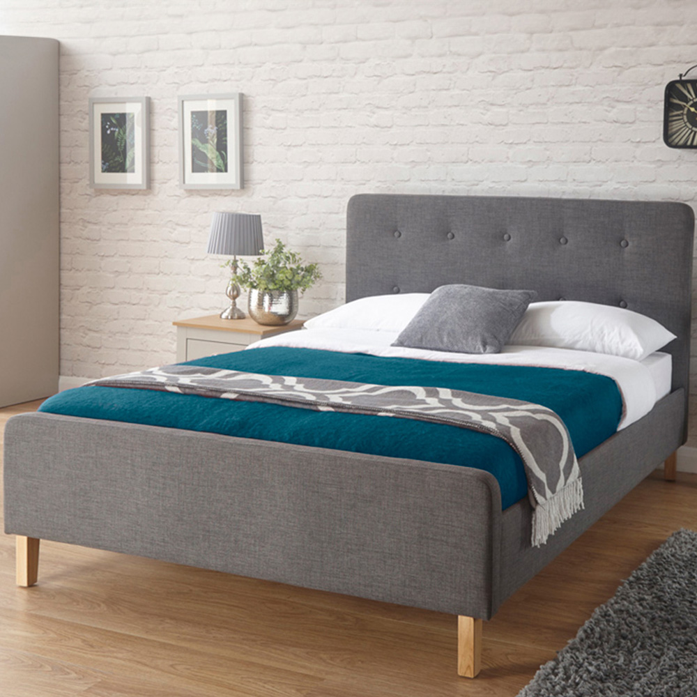 GFW Ashbourne King Size Grey Frabic Bed Frame Image 1