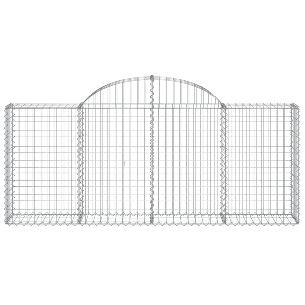 vidaXL Silver Galvanised Iron Arched Gabion Basket 200 x 30 x 80/100cm 40 Pack Image 4