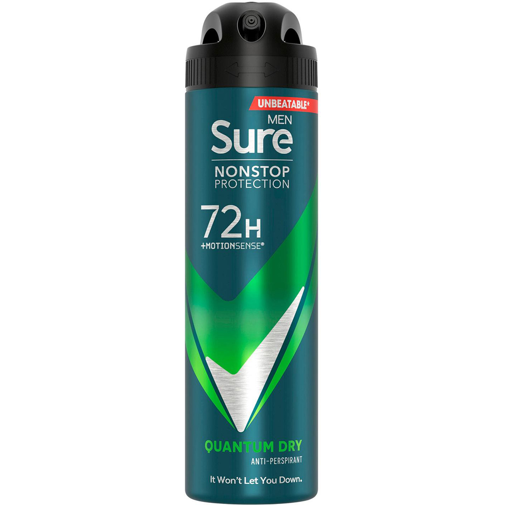 Sure Men 72H Non-Stop Protection Anti-Perspirant Quantum Dry Deodorant 150ml 12 Pack Image 2