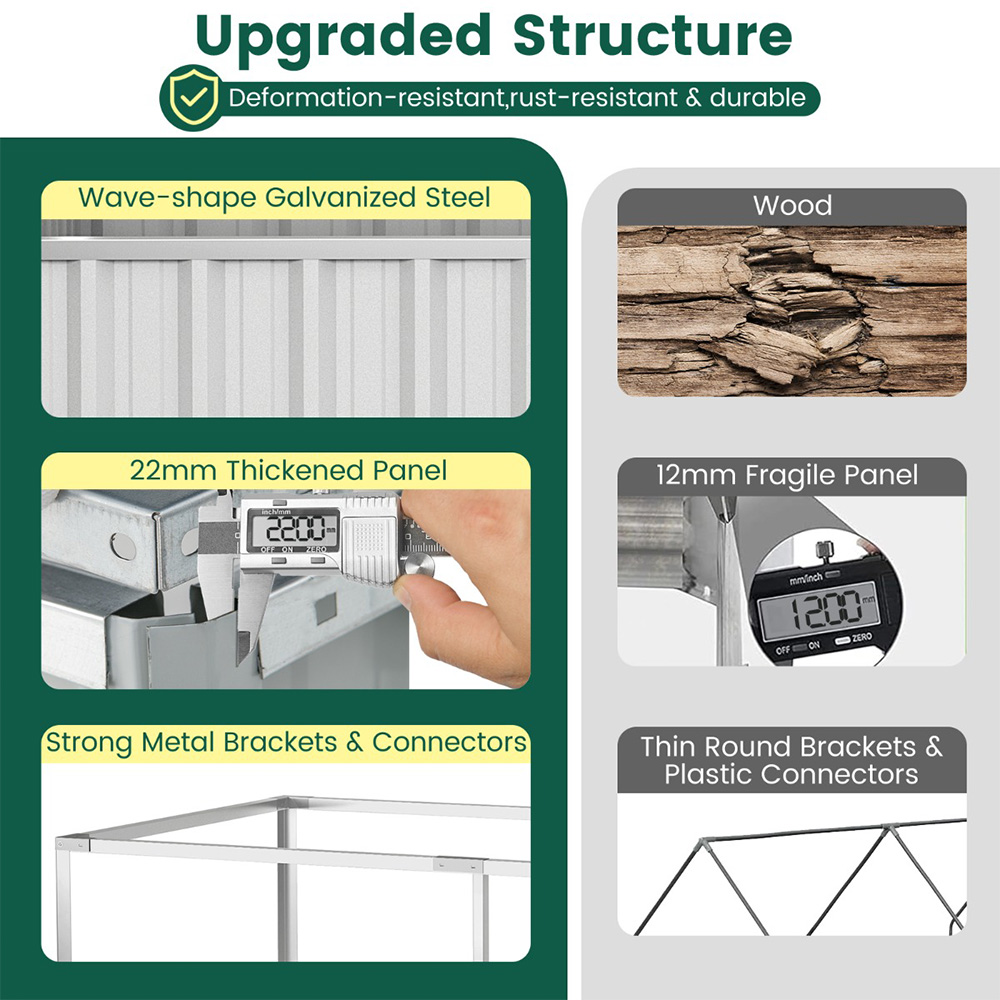 Costway Galvanised Raised Garden Bed with Cover Image 5