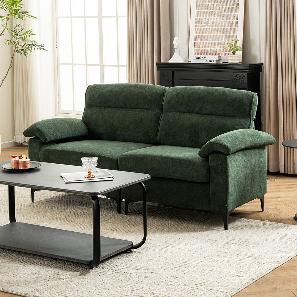 Living and Home 2 Seater Green Chenille Sofa Image 7