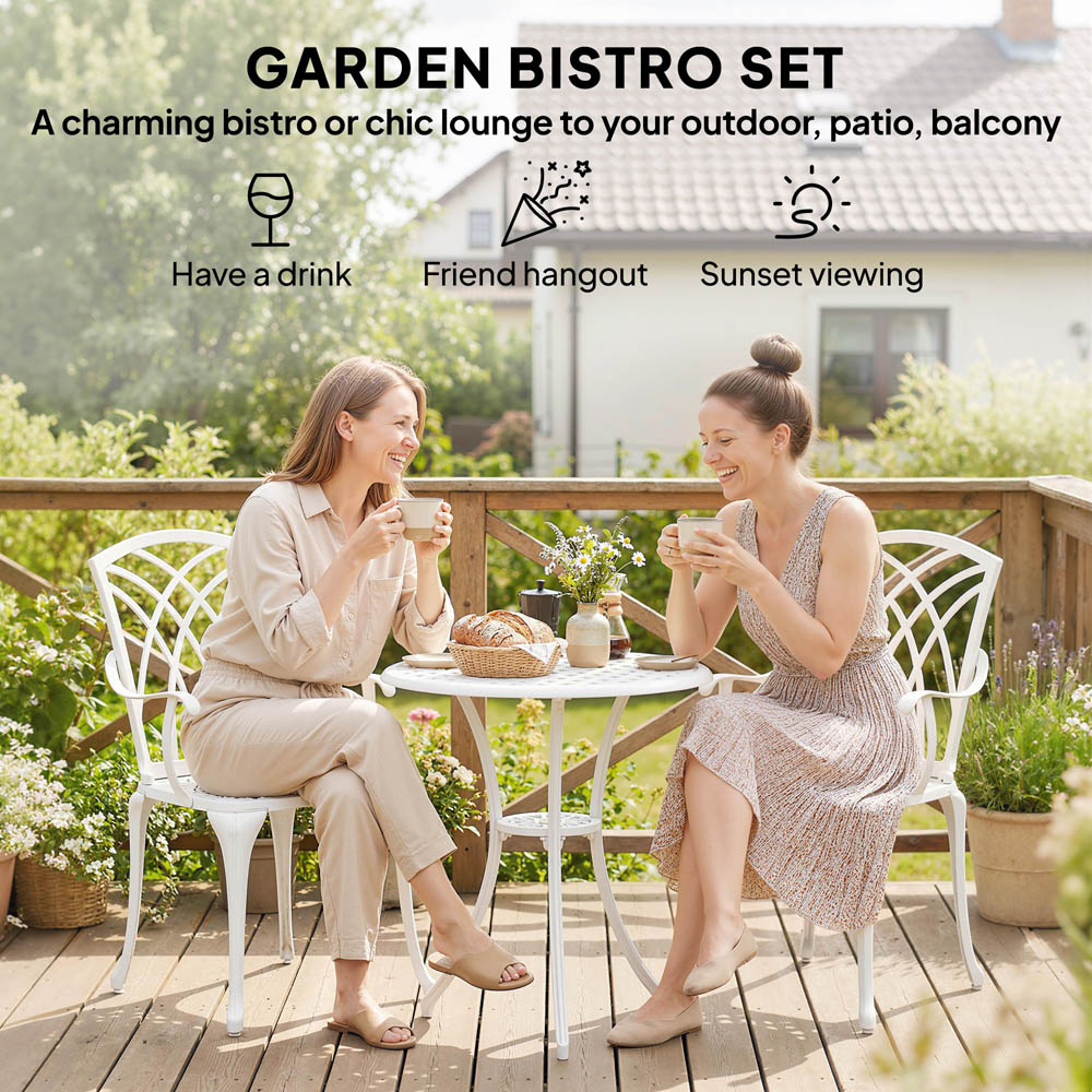 Outsunny 2 Seater Garden Bistro Set with Umbrella Hole Image 4
