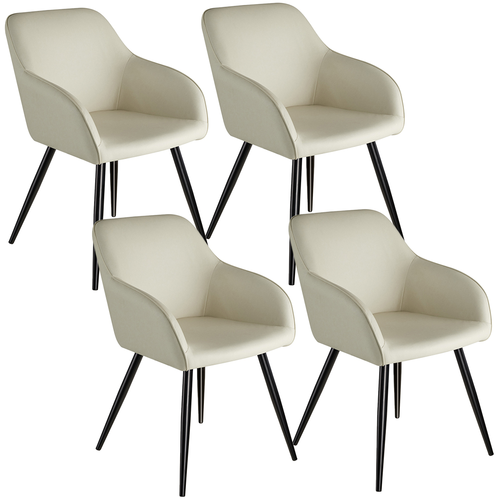 tectake Marilyn Set of 4 Cream Chair with Black Steel Legs Image 2