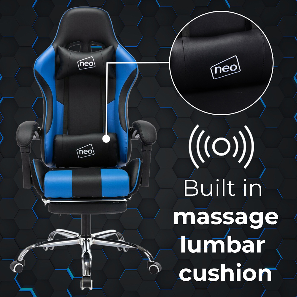 Neo Blue and Black PU Leather Swivel Massage Office Chair Image 4
