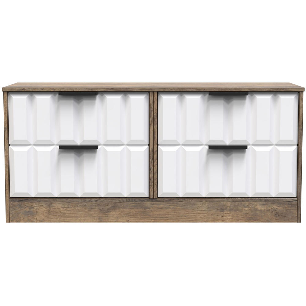 Crowndale New York 4 Drawer White Matt and Vintage Oak Chest of Drawers Ready Assembled Image 3