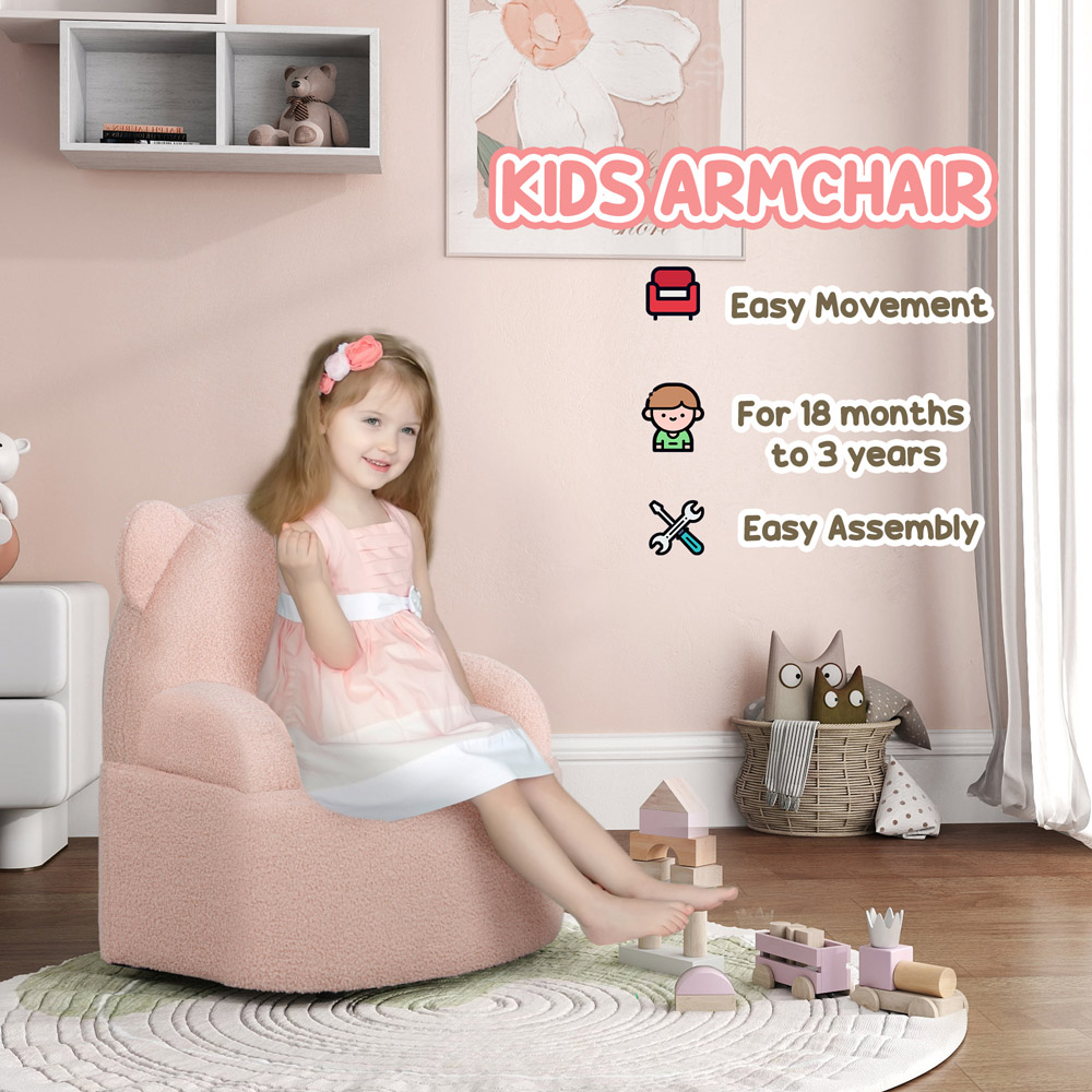 AIYAPLAY Pink Bear Shaped Kids Armchair Image 6