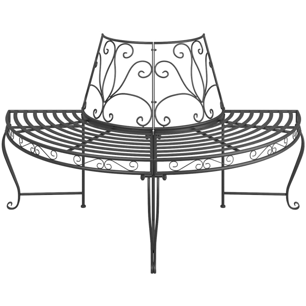 vidaXL Black Steel Half Round Tree Bench Image 3