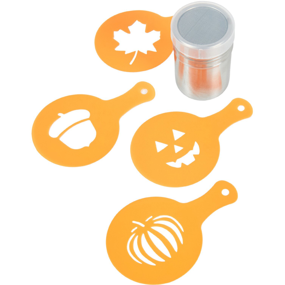 Autumn Barista Shaker and 4 Stencil Set - Orange Image 1