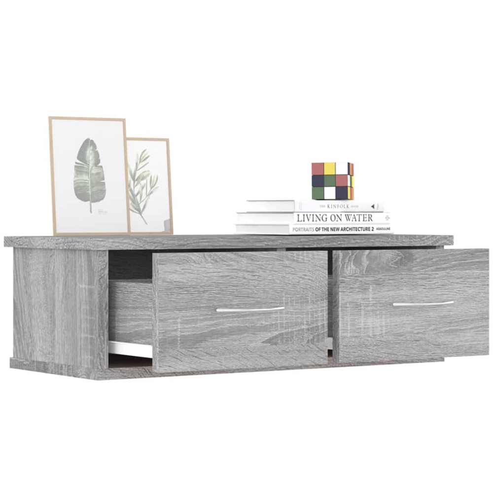 vidaXL 2 Drawer Grey Sonoma Wall Cabinet Image 6
