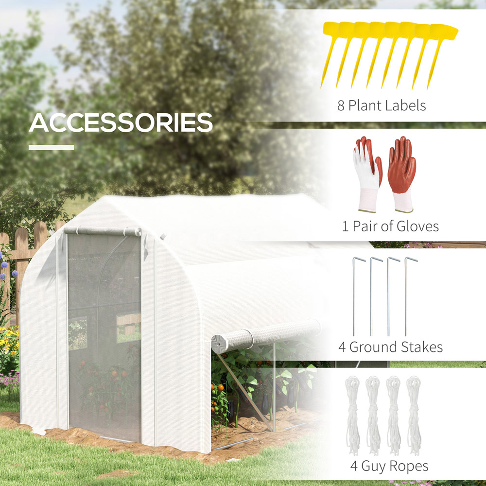 Outsunny White Plastic 9.8 x 6.6ft Walk In Polytunnel Greenhouse Image 3