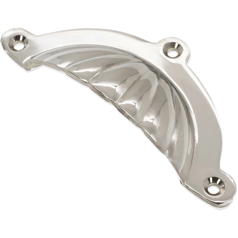 Spira Brass Shell Polished Nickel Cup Pull Drawer Handle Image 3