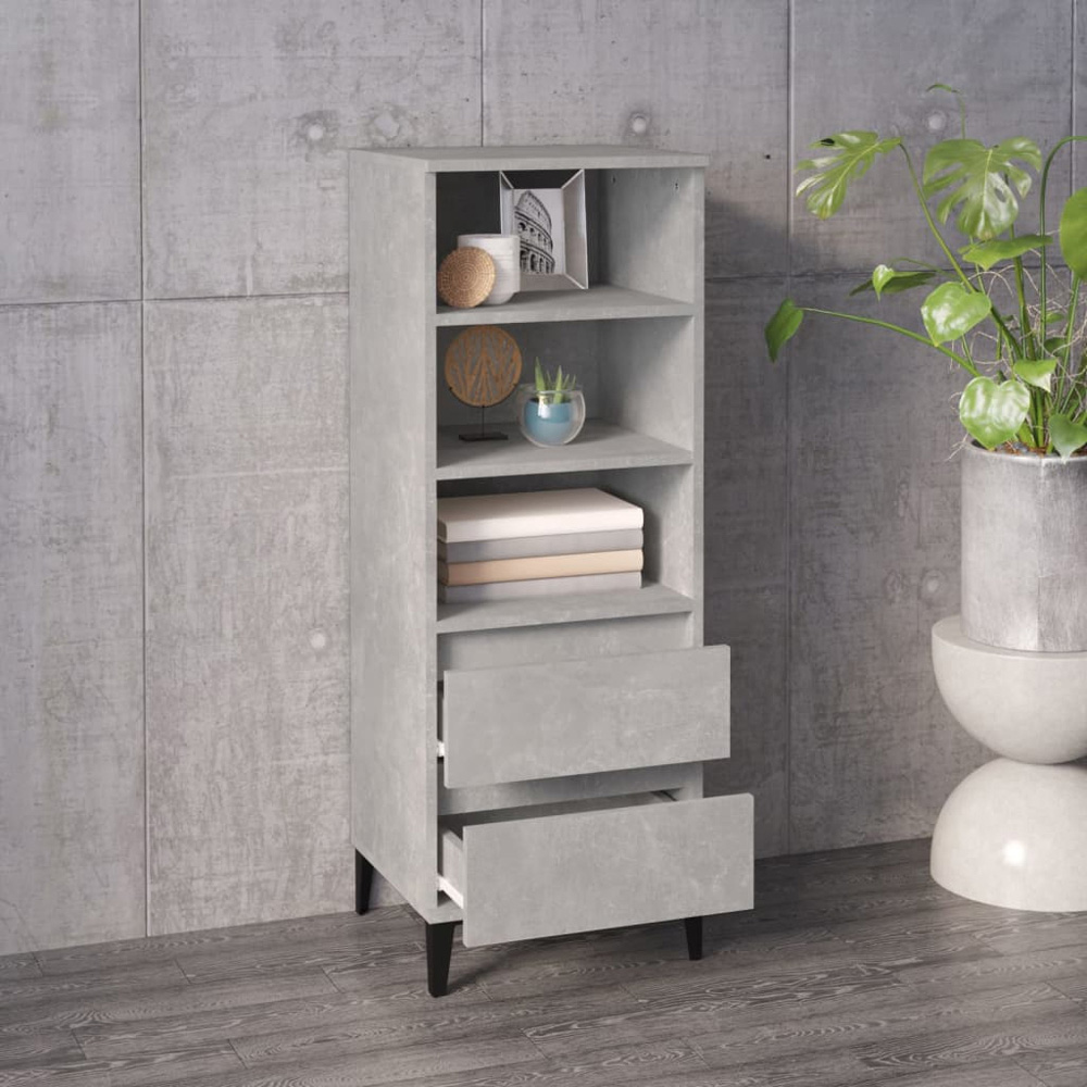 vidaXL 2 Drawer 3 Shelf Concrete Grey Highboard Image 6