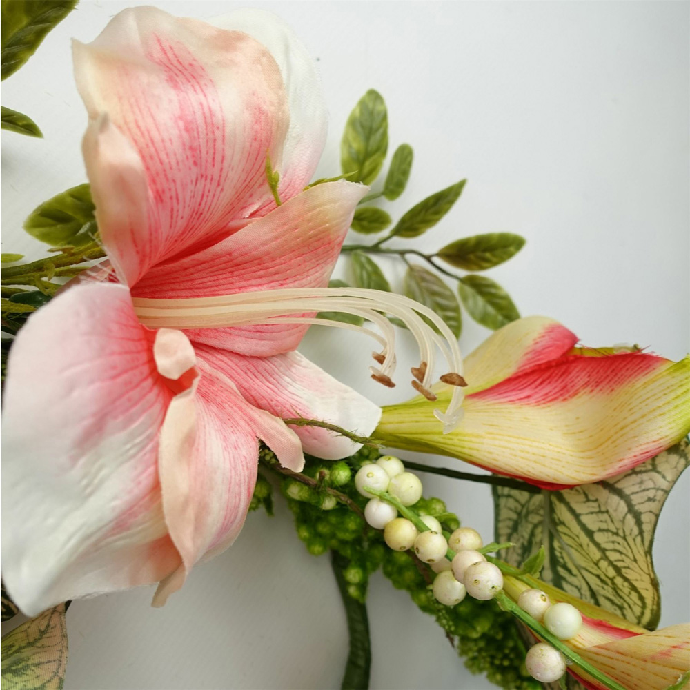 Leaf Trailing Pink Lily Hanging Artificial Garland 180cm Image 2