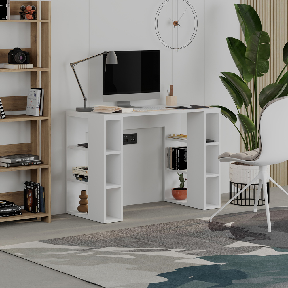 Decortie Colmar 6 Shelf Computer Desk White Image 4