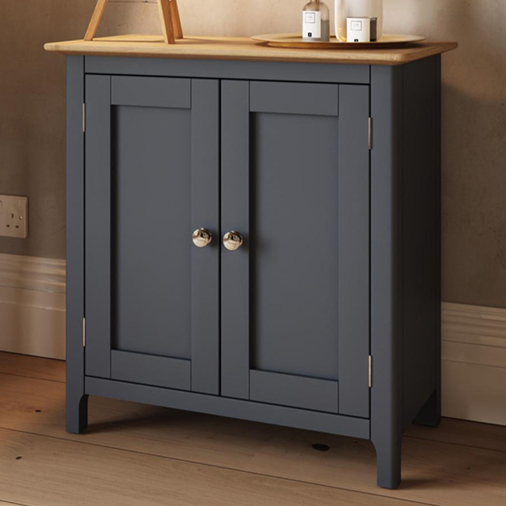 FWStyle Taberno 2 Door Graphite Blue and Oak Compact Sideboard Image 1