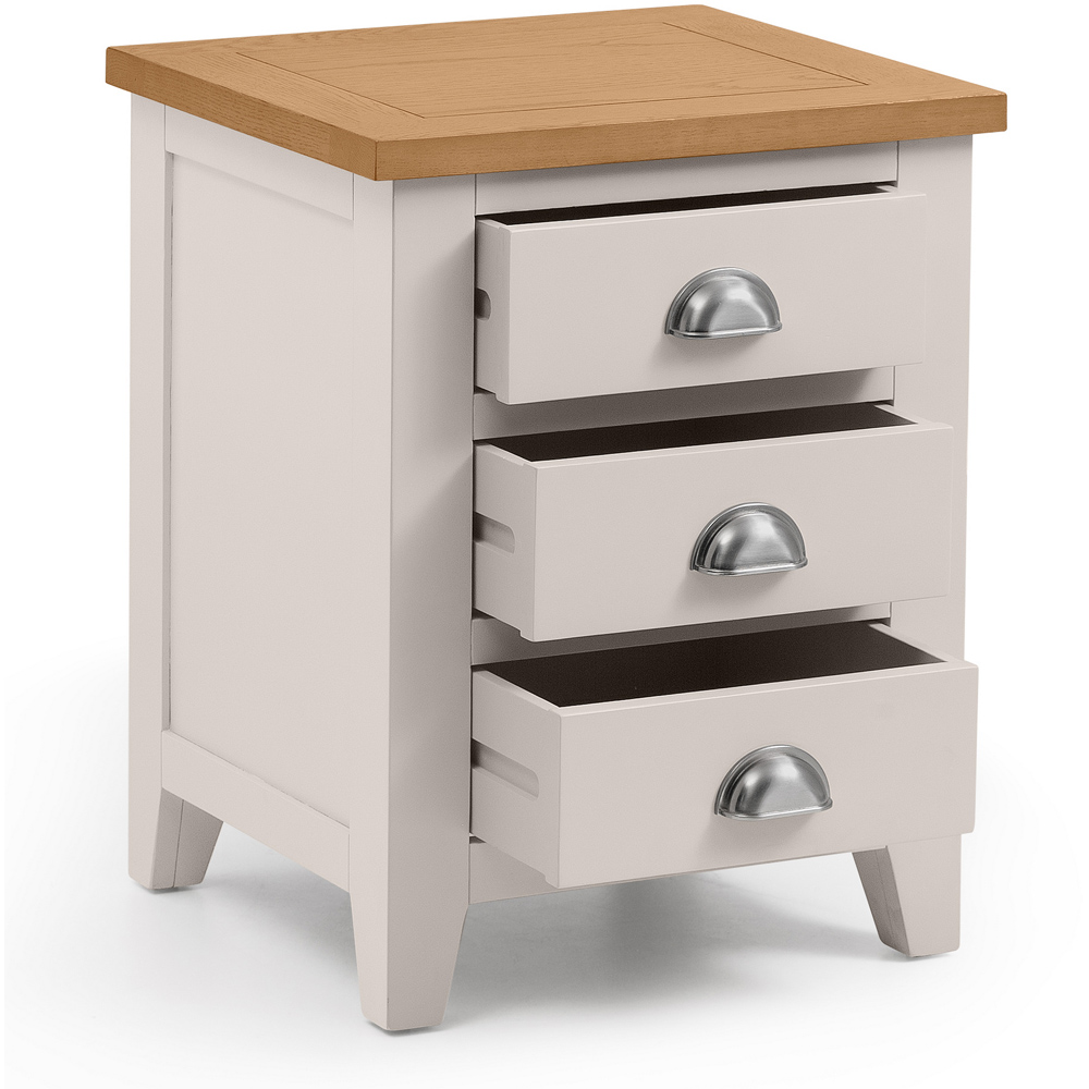 Julian Bowen Richmond 3 Drawer Grey and Oak Bedside Table Image 3