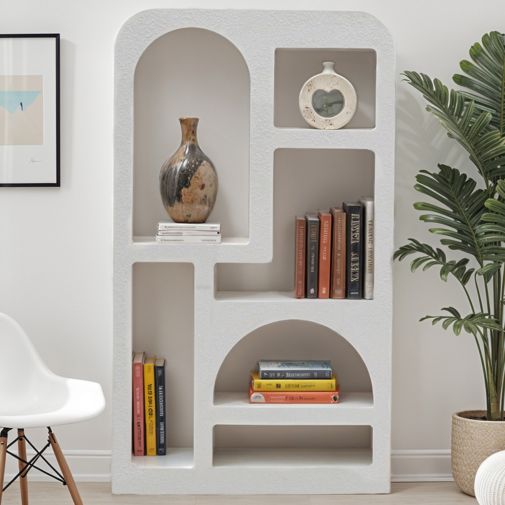 IH Design Udaipur 6 Shelf White Tall Bookcase Image 1