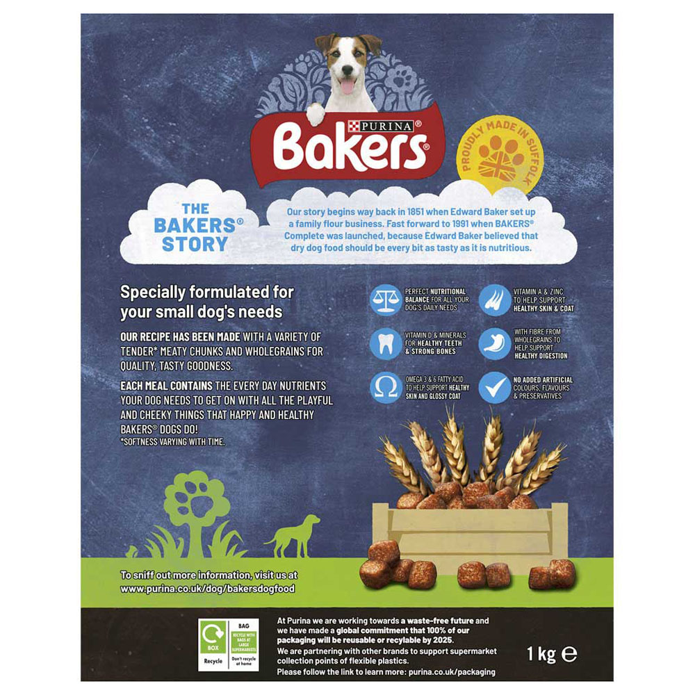Bakers Meaty Meals Adult Small Dry Dog Food Beef 1kg Image 6