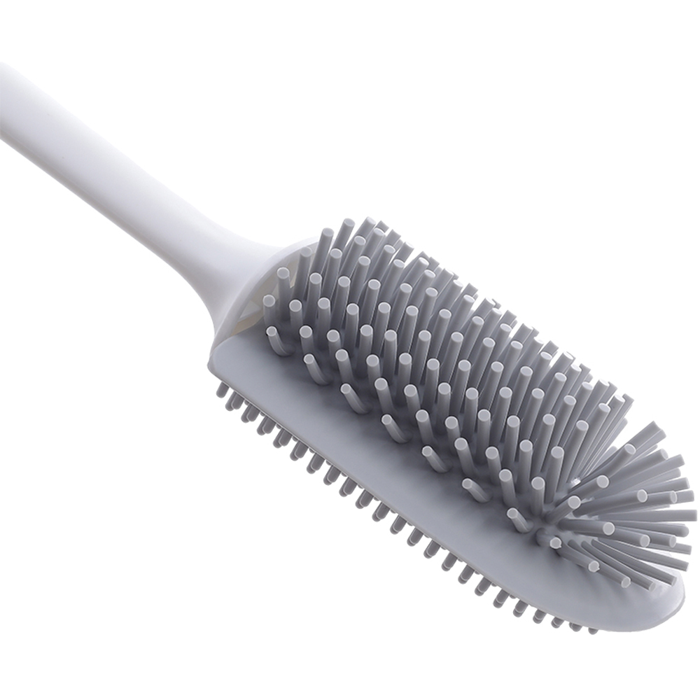 Living and Home White Silicone Flexible Toilet Brush with Holder Image 5