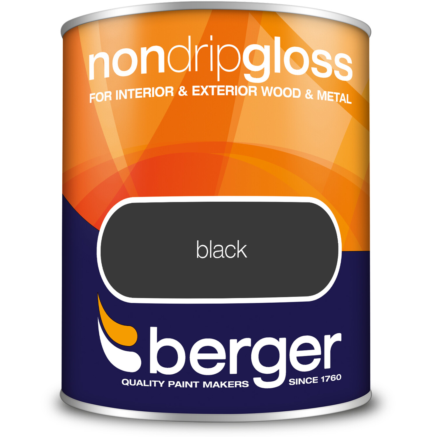 Berger Wood and Metal Black Non Drip Gloss Paint 750ml Image 2