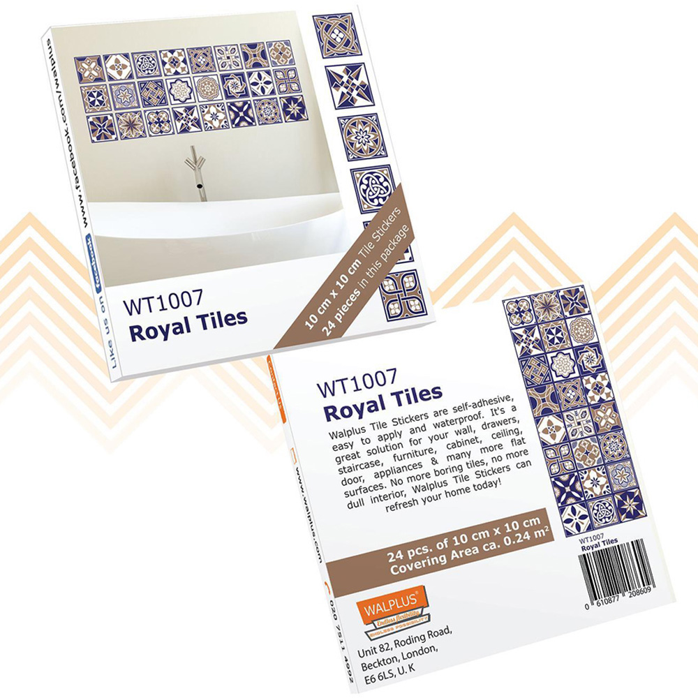 Walplus Royal Blue Self Adhesive Tile Sticker 24 Pack Image 4