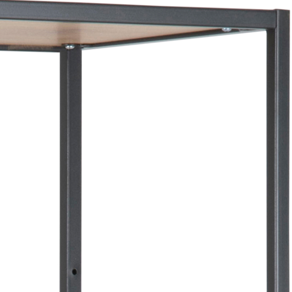 Florence Seaford 5 Shelf Oak and Black Metal Bookcase Image 5