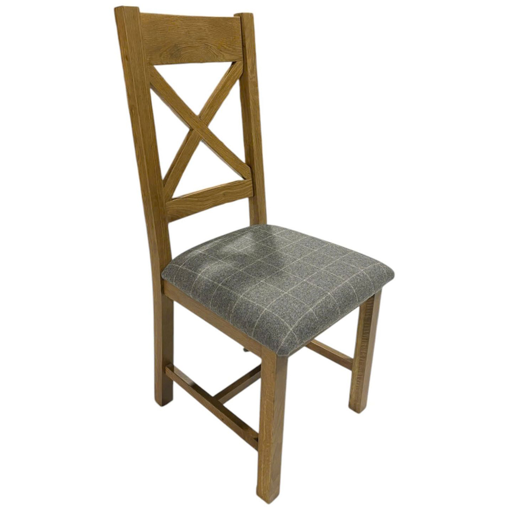 Home Source Holcombe Grey Smoked Oak High Cross Back Dining Chair 2 Pack Image 5