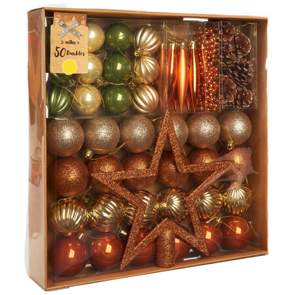 Wilko Country Christmas Bauble Complete Decoration Pack 50pk Image