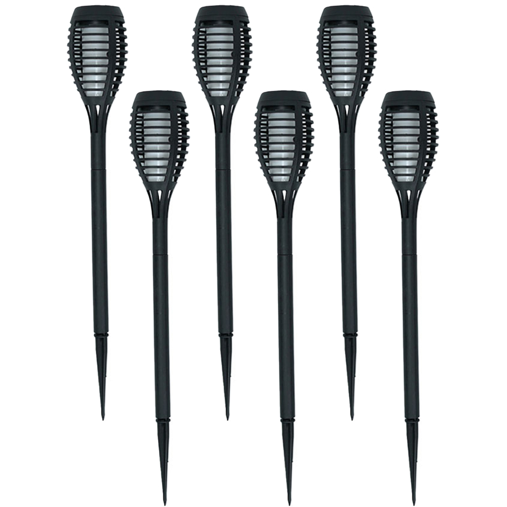 ValueLight Set of 6 Flame Effect Black Outdoor Solar Spike Light Image 1