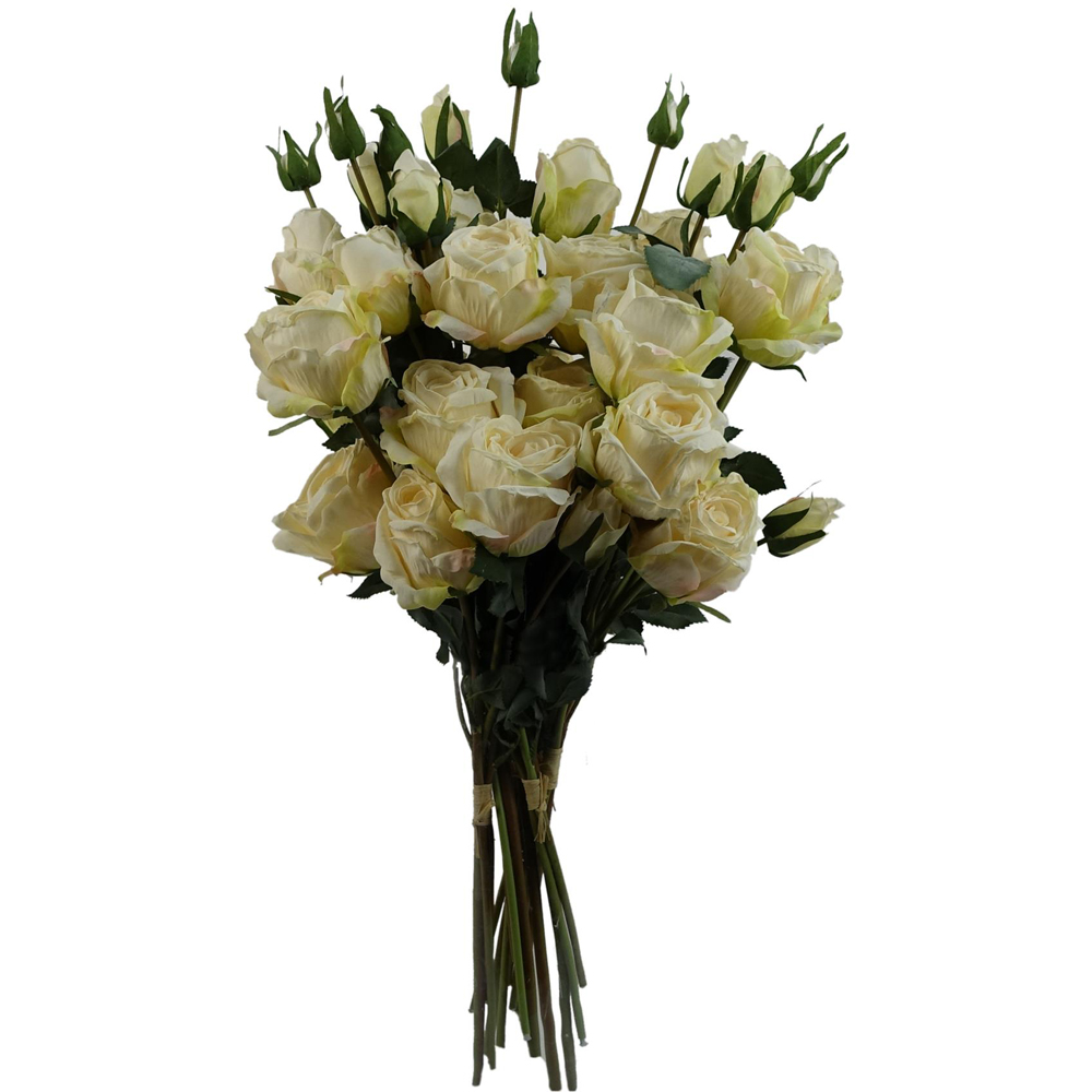 Leaf Cream Rose Spray Single Stem Artificial Flower 2ft 6 Pack Image 1