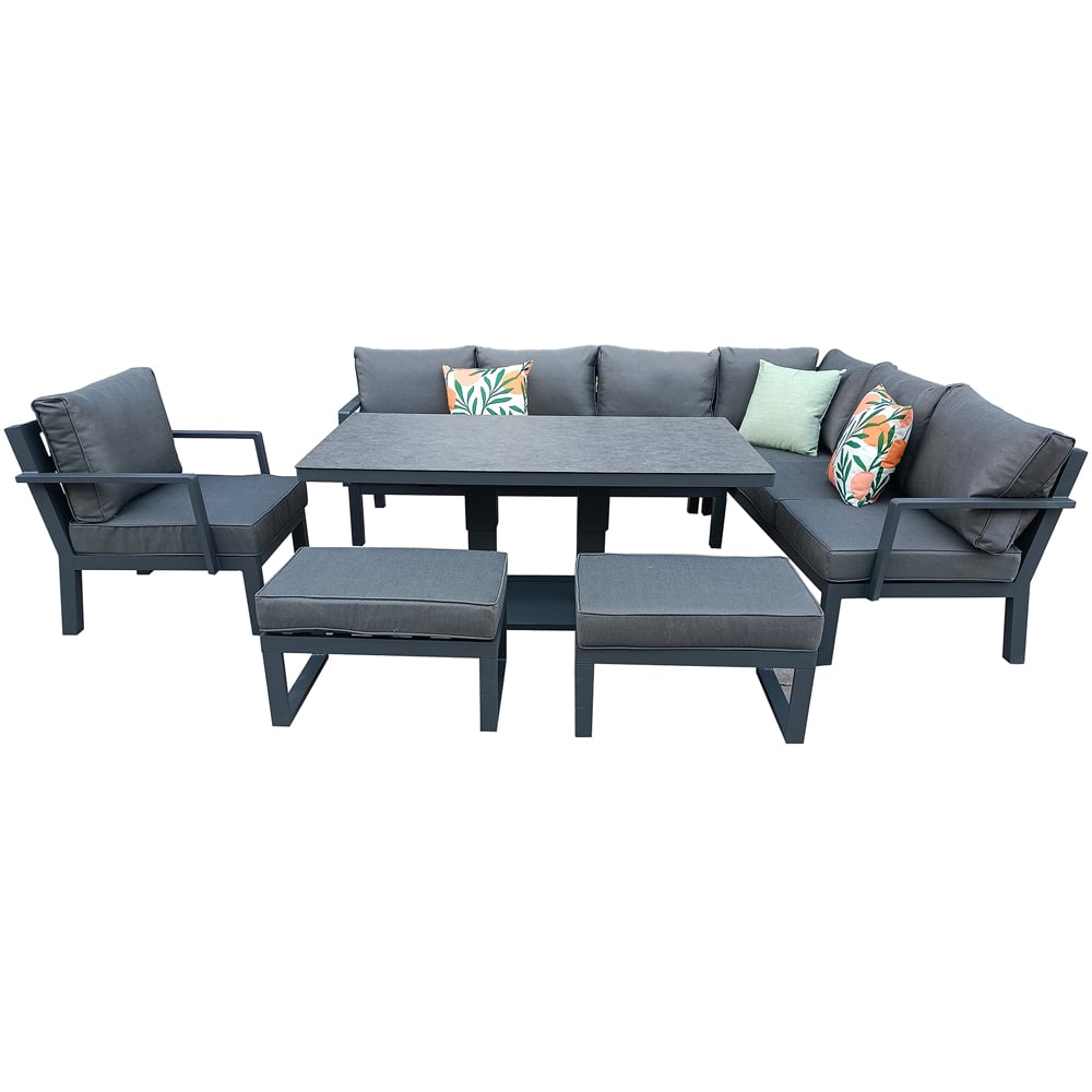 Furniture One 9 Seater Aluminium Garden Dining Rising Table Set Image 5