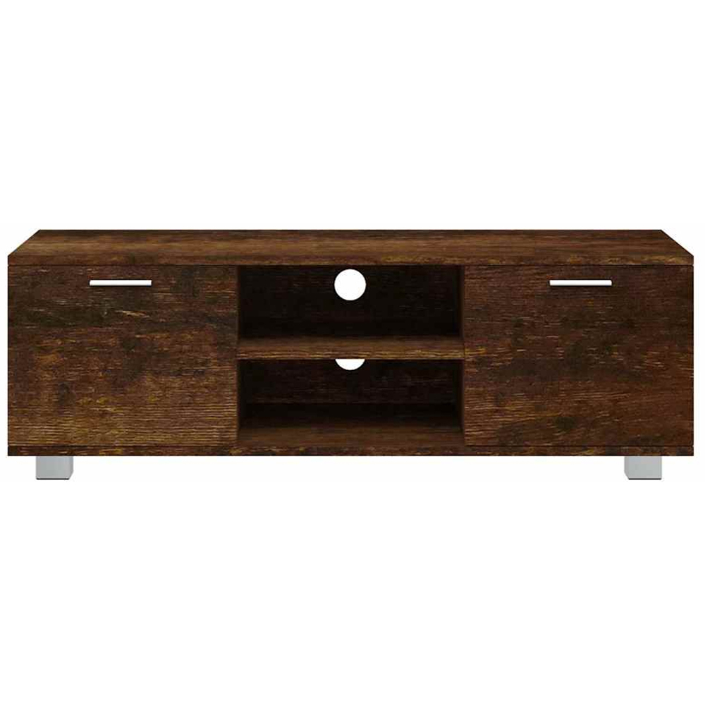 vidaXL 2 Door 2 Shelf Smoked Oak TV Cabinet with Cable Holes Image 4