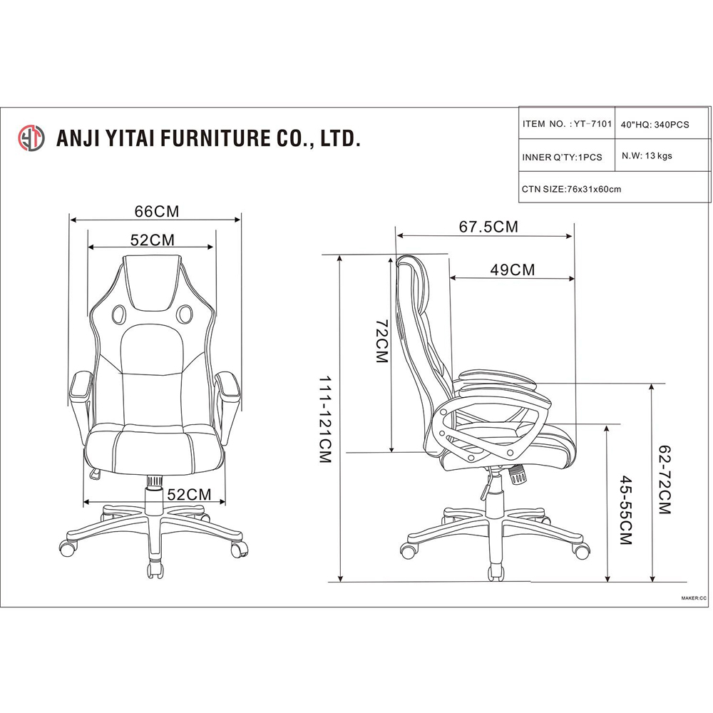 Phoenix Blue Faux Leather Swivel Office Chair Image 3