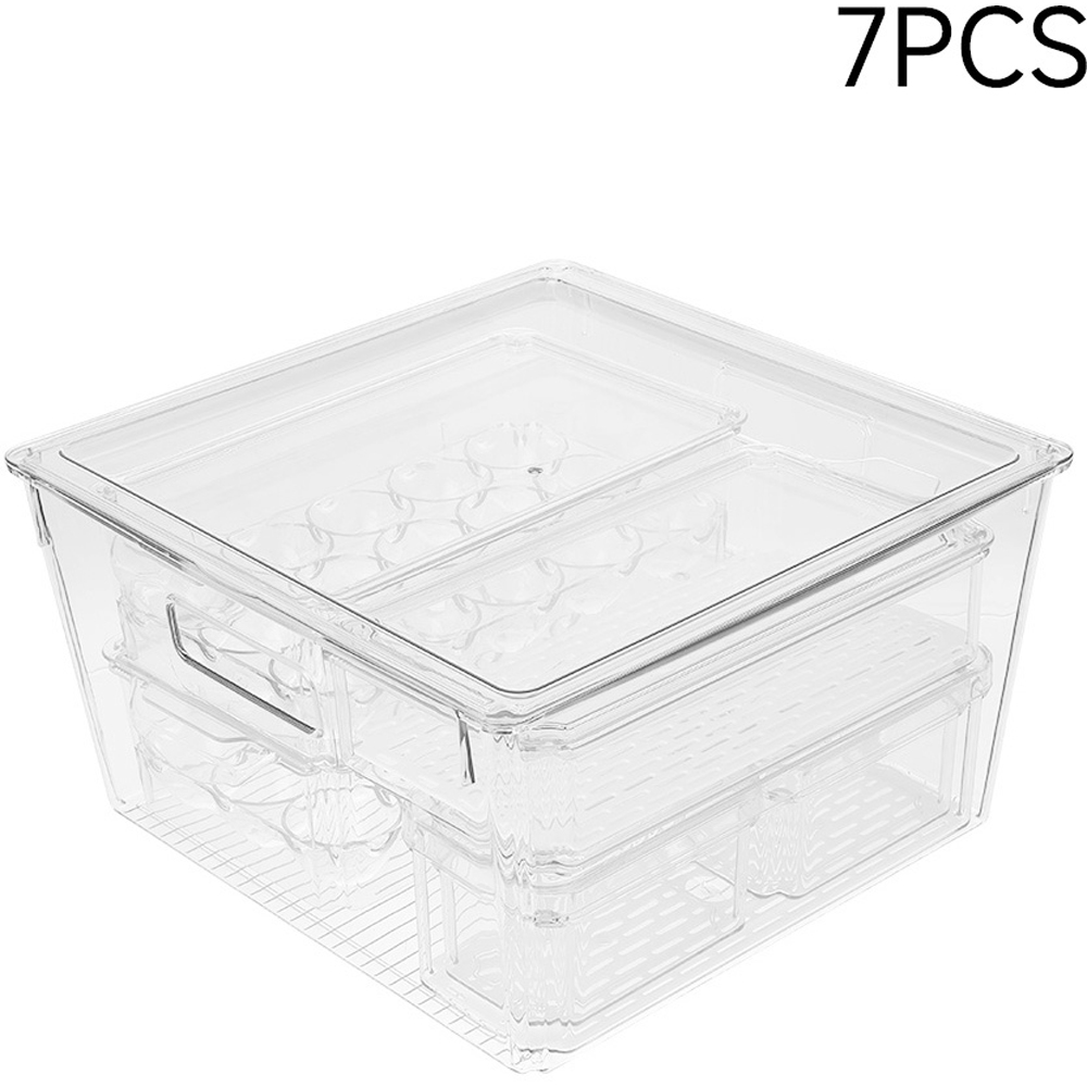 Living and Home Clear Stackable Fridge Organiser Storage Box Set with Egg Holder 7 Pack Image 6