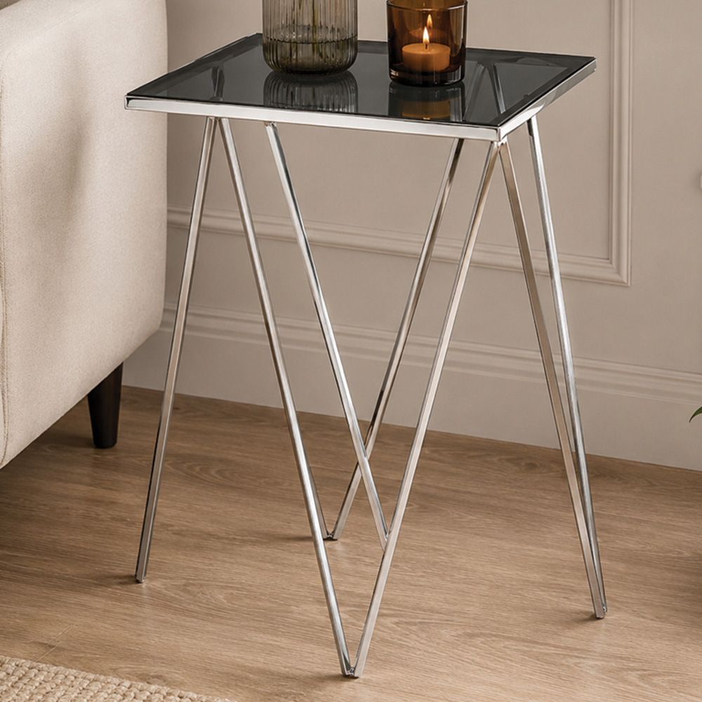 Premier Housewares Shalimar Square Top and Triangular Base Side Table Image 1