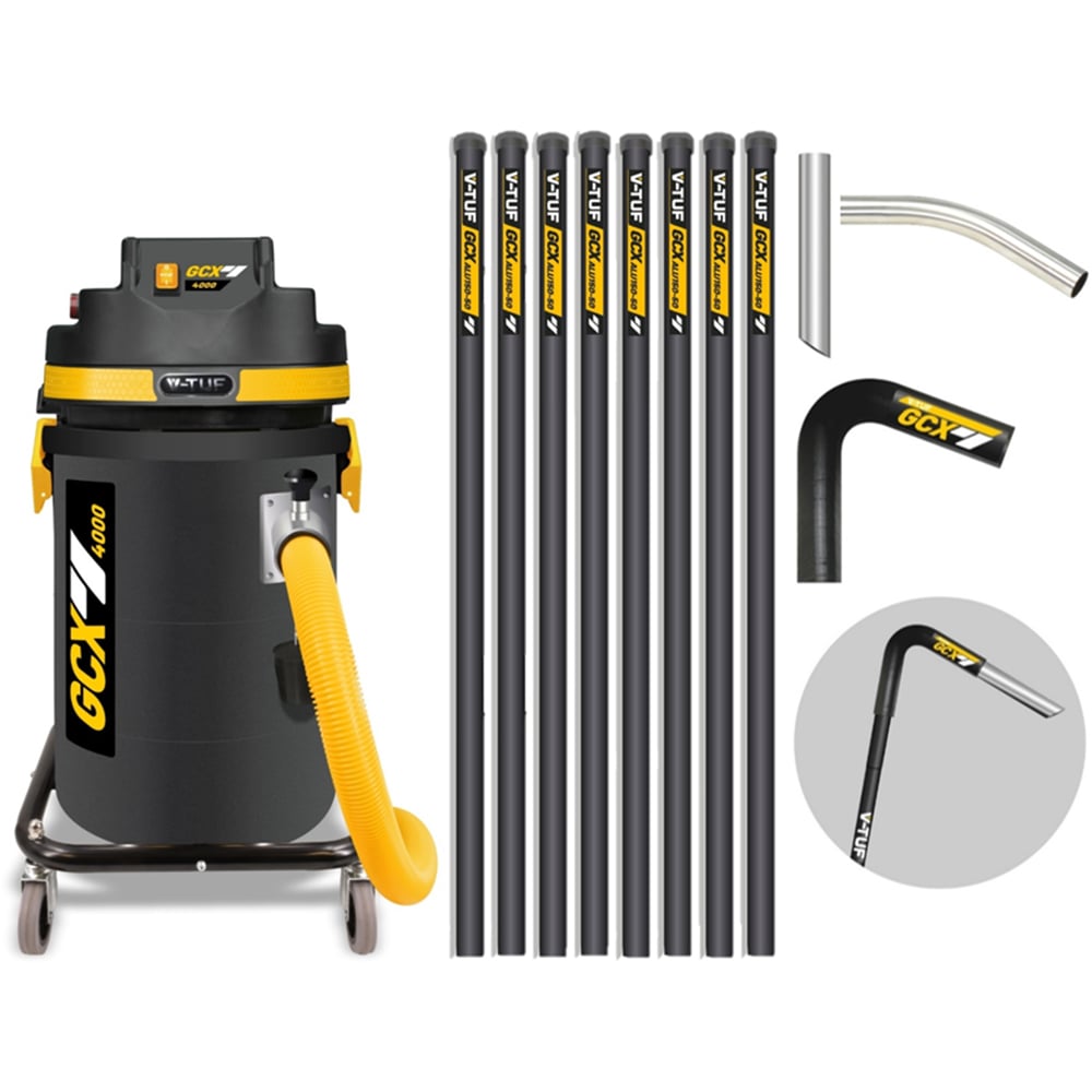 V-TUF GCX4000 Wet and Dry Industrial Vacuum Cleaner 1750W with GCX ALU Gutter Cleaning Kit 40ft Image
